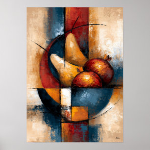 Nashi Zakuro Abstrakte Obstschale mit Birnen Poster
