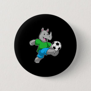 Nashorn als Fußballspieler mit Fußball-T-Shirt Button