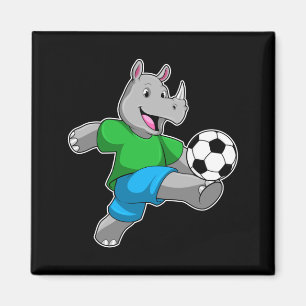 Nashorn als Fußballspieler mit Fußball-T-Shirt Magnet