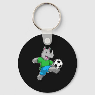 Nashorn als Fußballspieler mit Fußball-T-Shirt  Schlüsselanhänger