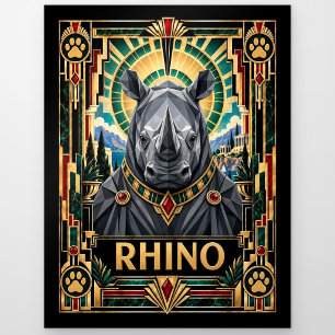 Nashorn, Art Deco Wildlife Postkarte