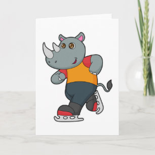 Nashorn beim Eislaufen mit Schlittschuhen Karte