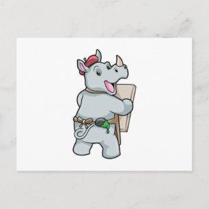 Nashorn beim Malen mit Farben Postkarte