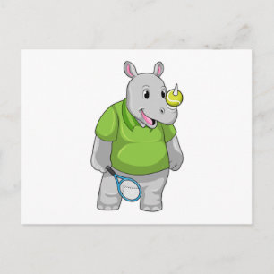 Nashorn beim Tennis mit Tennisball Postkarte