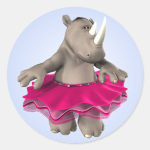 Nashorn-Blau-Aufkleber Runder Aufkleber