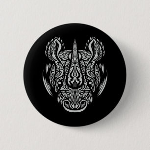 Nashorn-Gesicht Ornament-Design Button