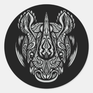 Nashorn-Gesicht Ornament-Design Runder Aufkleber