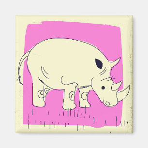 Nashorn im Vintage-Cartoonstil Magnet