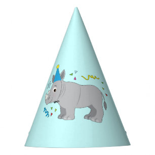 Nashorn mit einem Geburtstags-Hut Partyhütchen