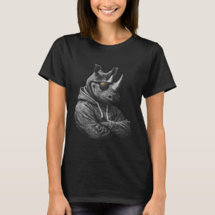 Nashorn mit Sonnenbrille Grafik Tierkunst R T-Shirt