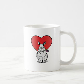 Nashorn mit Valentinstagherzen Tasse