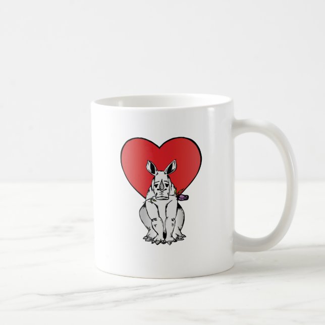 Nashorn mit Valentinstagherzen Tasse (Rechts)