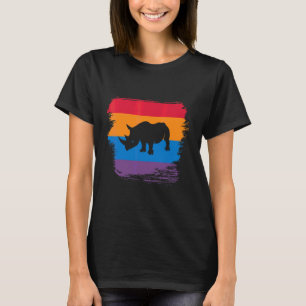 Nashorn-Schatten-Silhouette mit farbenfroher Flagg T-Shirt