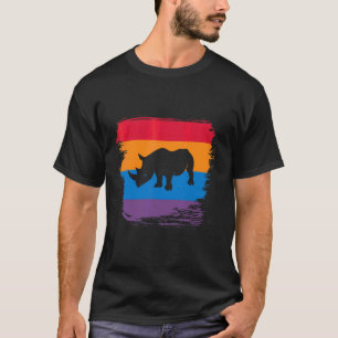 Nashorn-Schatten-Silhouette mit farbenfroher Flagg T-Shirt