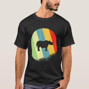 Nashorn Tier Rund Mit Retro-Farben T-Shirt