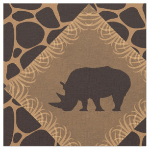 Nashorn und Tier-Druck-Diamant-Muster Stoff