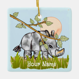 Nashorn versteckt sich  keramikornament