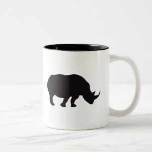 Nashorn Vintage-Holzschnitt Zweifarbige Tasse