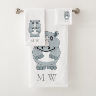 Nashorndesign Monogrammiert Badhandtuch Set