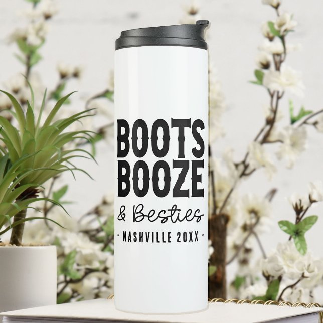 Nashville Bachelorette Boots Boots Booze Besties C Thermosbecher (Von Creator hochgeladen)