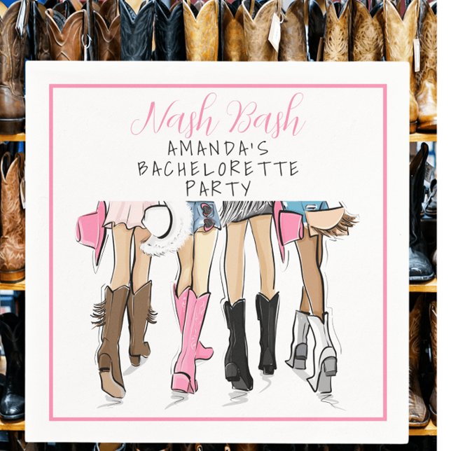Nashville Bachelorette Hand Drawn Mode Serviette (Von Creator hochgeladen)