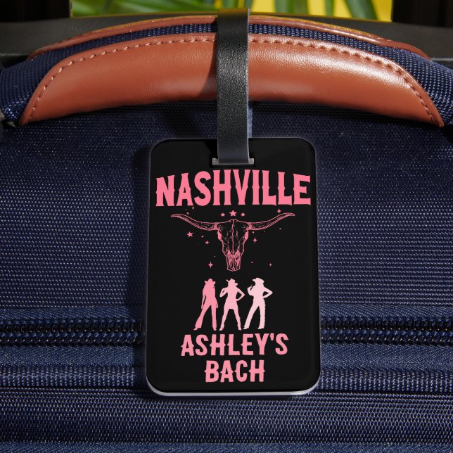 Nashville Bachelorette letzter Bash in Nash Cowgir Gepäckanhänger (Rückseite Insitu 4)