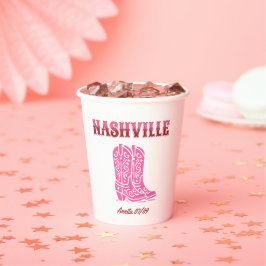 nashville bachelorette party country pink boots pappbecher