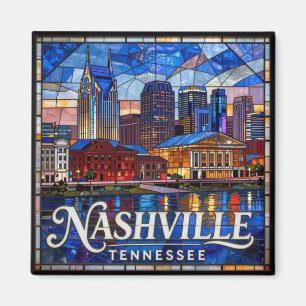 Nashville Buntglas Music City Skyline 🎸 Magnet