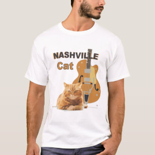 Nashville Cat Orange Guitar auf Licht T-Shirt