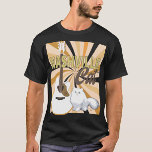 Nashville Cat White Persian mit White F Guitar T-Shirt