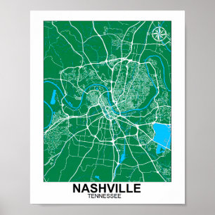 Nashville City Map Poster
