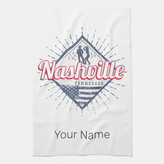 Nashville City Tennessee United Staaten Vintag USA Geschirrtuch (Vertikal)