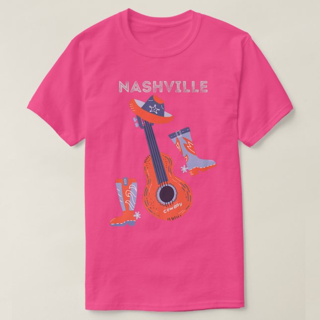 Nashville cowboy boots cowboy hat and guitar Premi T-Shirt (Design vorne)