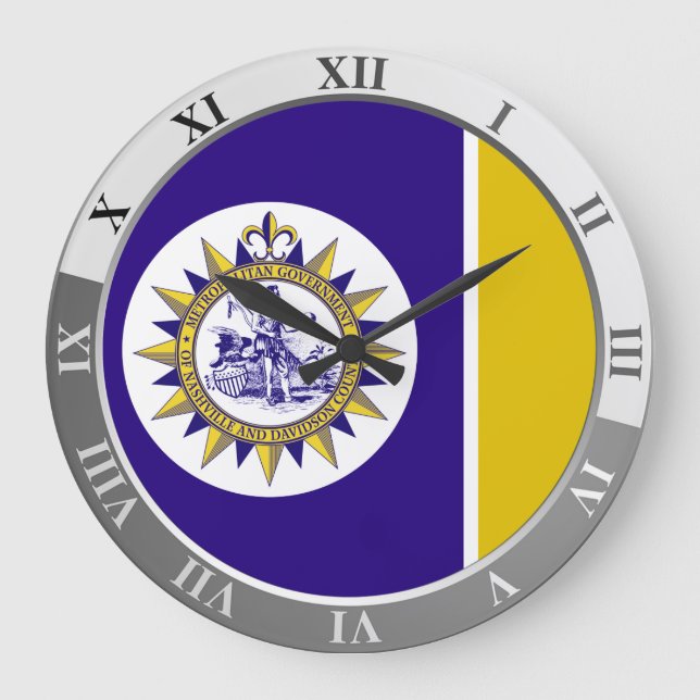 Nashville flag Large Clock Große Wanduhr (Vorderseite)