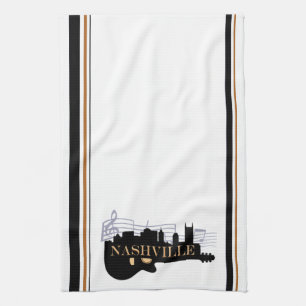 Nashville-Gitarren-Skyline-Geschirrtuch 16" x 24" Geschirrtuch