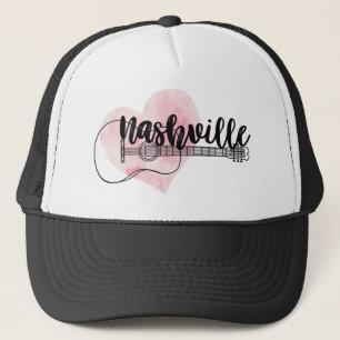 Nashville Guitar Aquarellherz Design Truckerkappe