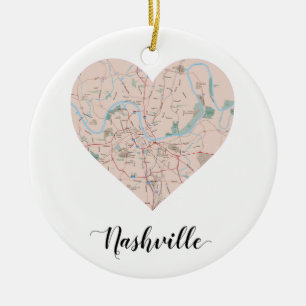 Nashville Heart Map Keramik Ornament