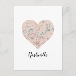 Nashville Heart Map Postkarte