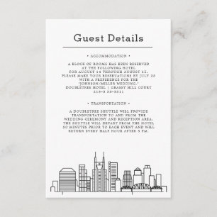 Nashville-Hochzeit Gäste Details Unterkünfte Begleitkarte