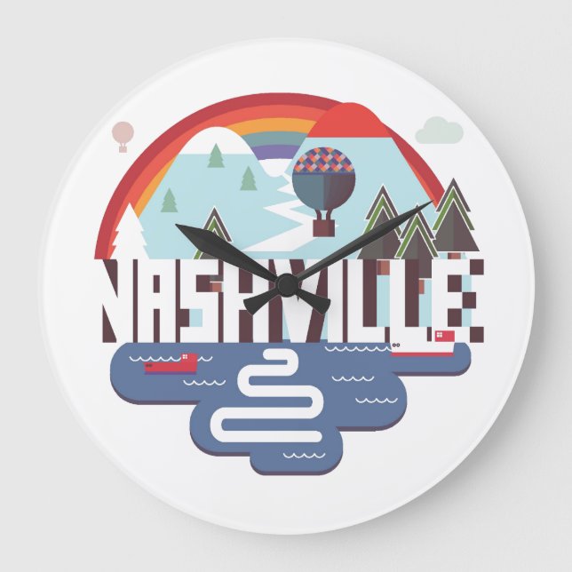 Nashville in Design Große Wanduhr (Vorderseite)