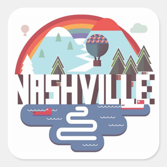 Nashville in Design Quadratischer Aufkleber (Vorderseite)