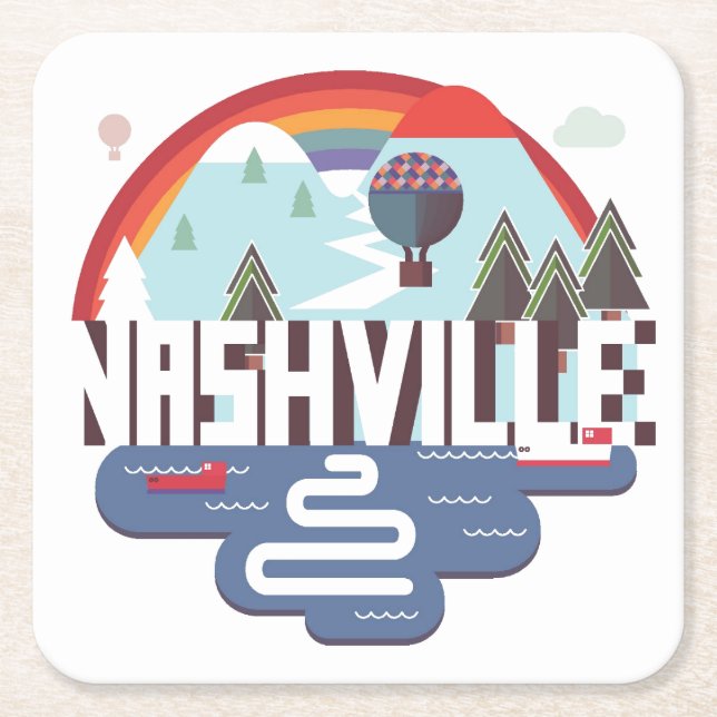 Nashville in Design Rechteckiger Pappuntersetzer (Vorderseite)