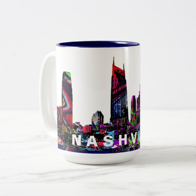 Nashville in Graffiti Zweifarbige Tasse (Vorderseite Links)