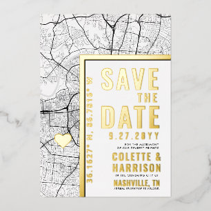 Nashville Love Locator   Hochzeit Save the Date Folieneinladung