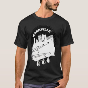 Nashville Music Guitar USA Skyline Silhouette Outl T-Shirt