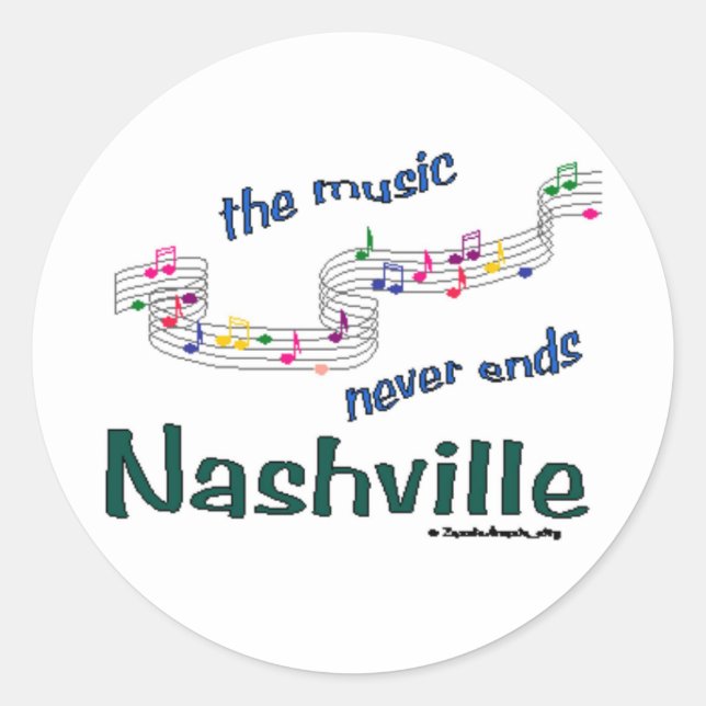Nashville Musiknotens Runder Aufkleber (Vorderseite)