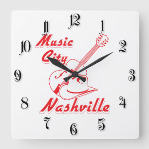 Nashville. Musikstadt Quadratische Wanduhr