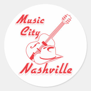 Nashville. Musikstadt Runder Aufkleber