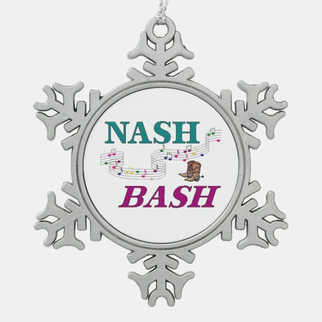 Nashville Nash Bash Music Schneeflocken Zinn-Ornament (Vorderseite)