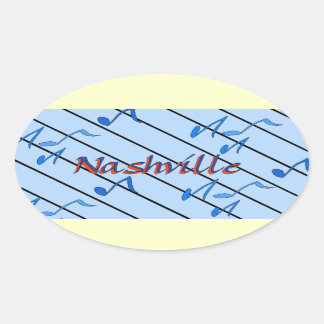 Nashville Notes Blue Ovaler Aufkleber
